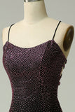 Dark Purple Mermaid Spaghetti Straps Prom Dress with Beading