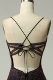 Dark Purple Mermaid Spaghetti Straps Prom Dress with Beading