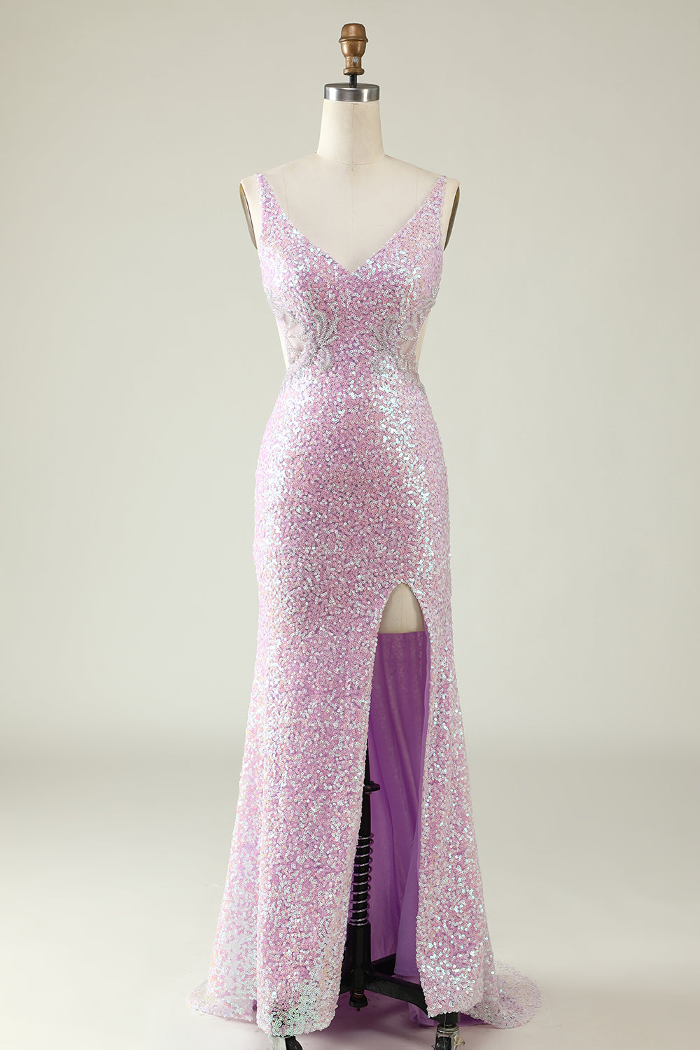 Wedtrend Women Lilac Sequins Long Prom Dress Sheath V Neck Formal Party Dress with Split Front WEDTREND Wedtrend Women Lilac Sequins Long Prom Dress Sheath V Neck Formal Party Dress with Split Front WEDTREND