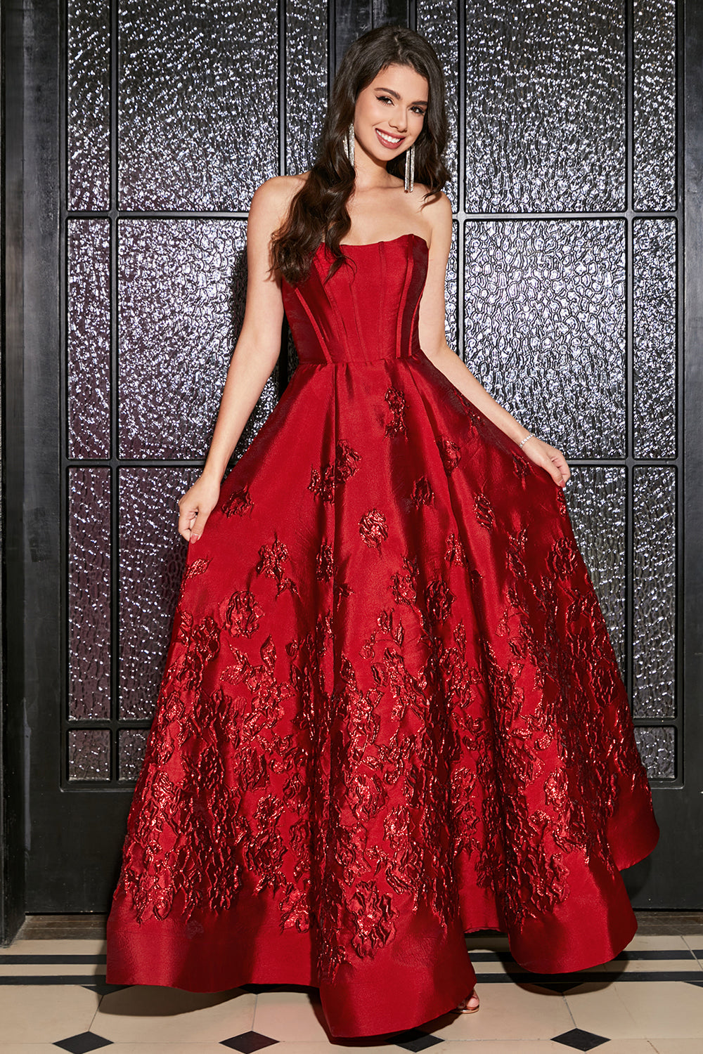 Wedtrend Women Dark Red Prom Dress A-Line Strapless Elegant Princess Maxi Evening Dress with 3D Flowers WEDTREND Wedtrend Women Dark Red Prom Dress A-Line Strapless Elegant Princess Maxi Evening Dress with 3D Flowers WEDTREND