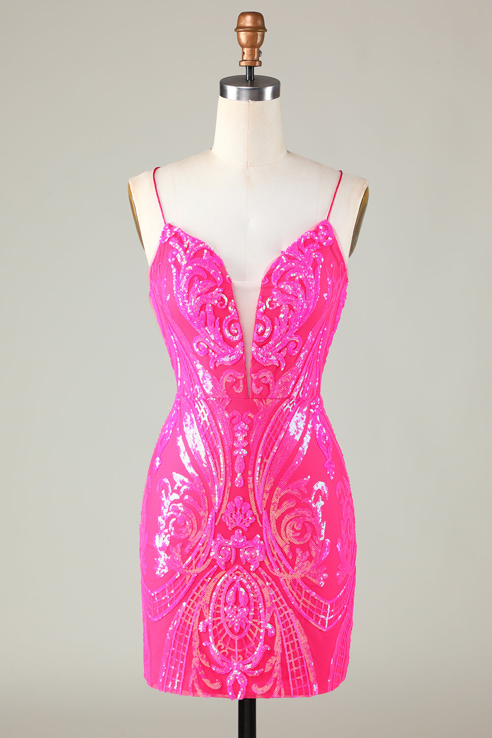 Wedtrend Women Unique Glitter Hot Pink Homecoming Dress with Lace Up Back Tight Short Cocktail Dress WEDTREND Wedtrend Women Unique Glitter Hot Pink Homecoming Dress with Lace Up Back Tight Short Cocktail Dress WEDTREND