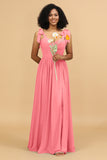 Sweetheart Sleeveless Long Chiffon Bridesmaid Dress with Slit