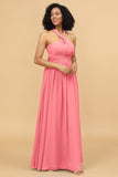 A Line Convertible Floor-Length Chiffon Bridesmaid Dress