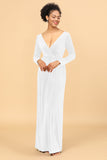 Sheath Deep V-Neck Backless Floor-Length Velvet Bridesmaid Dress