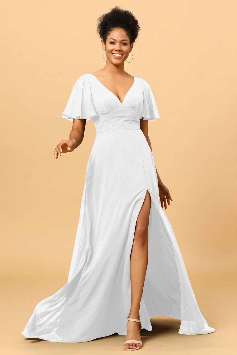 Wedtrend Women Bridesmaids A Line V-Neck Long Chiffon Wedding Party Formal Bridesmaid Dress with Slit WEDTREND Wedtrend Women Bridesmaids A Line V-Neck Long Chiffon Wedding Party Formal Bridesmaid Dress with Slit WEDTREND