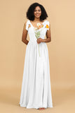 Sweetheart Sleeveless Long Chiffon Bridesmaid Dress with Slit