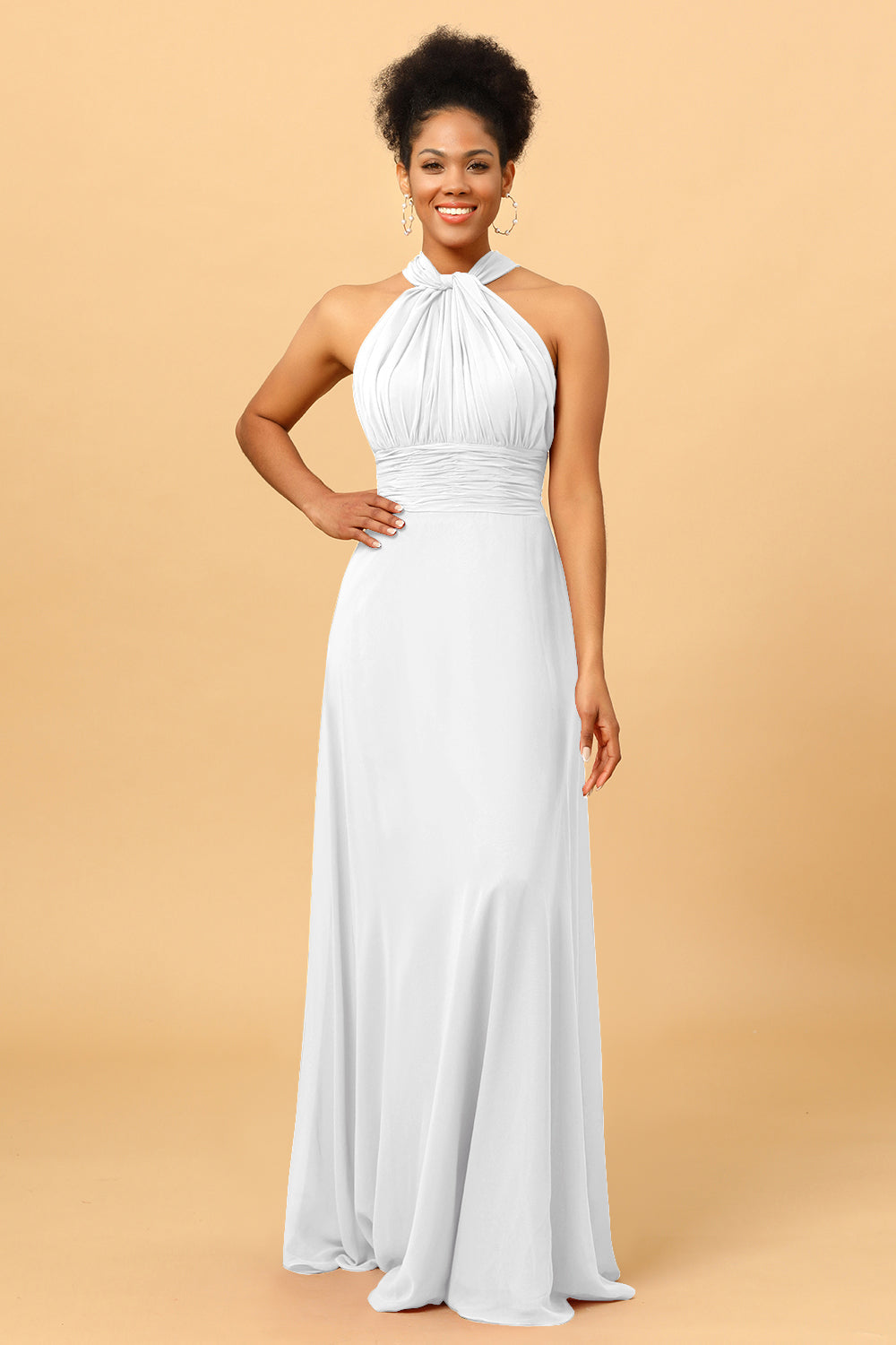Wedtrend Women Bridesmaid A Line Convertible Long Floor Length Chiffon Formal Dress, White Wedtrend Women Bridesmaid A Line Convertible Long Floor Length Chiffon Formal Dress, White