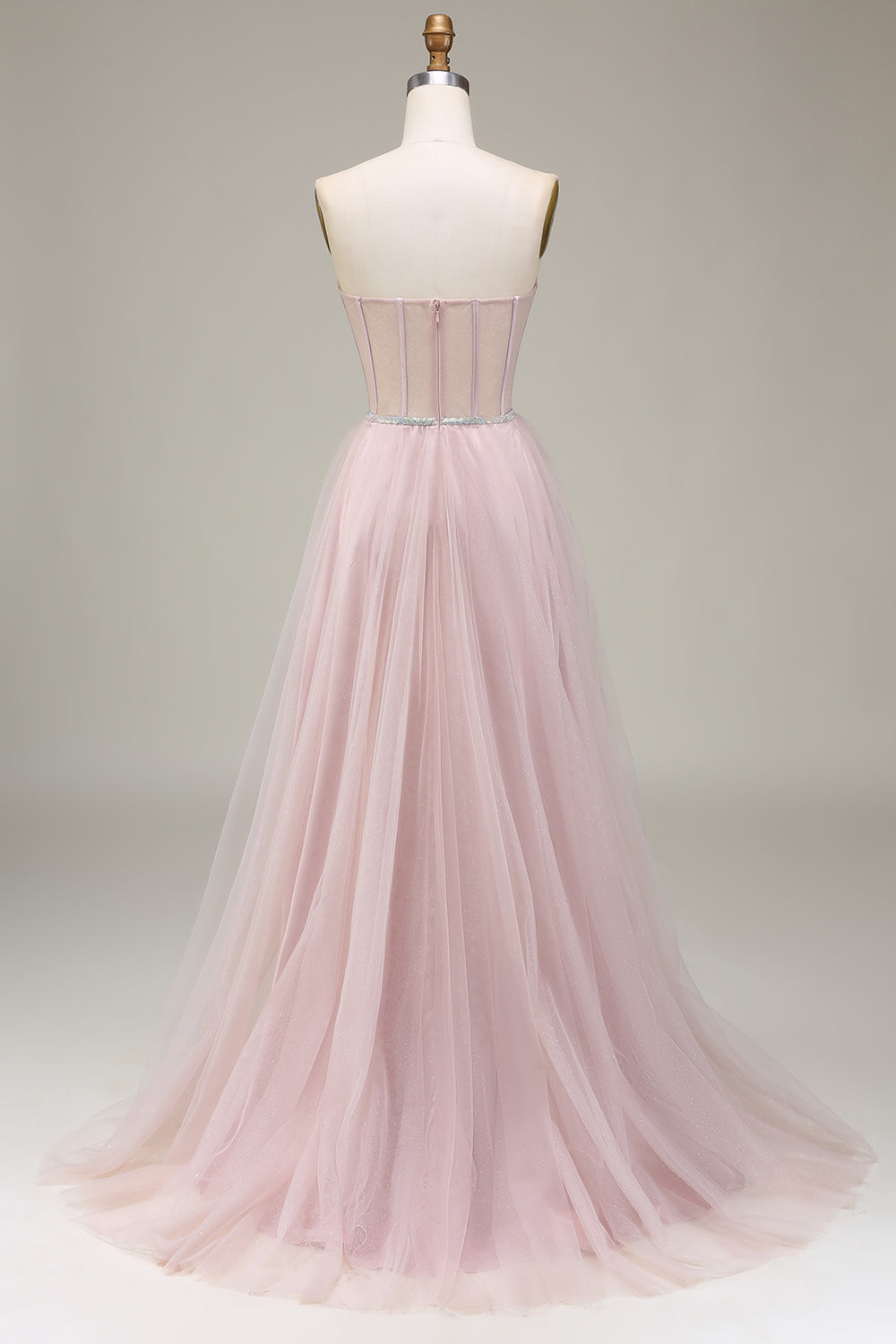 SQOSA Asymmetry Sweetheart Tulle Pink Cute Homecoming Dress Long Prom Dress QP2305 US16 / Pink