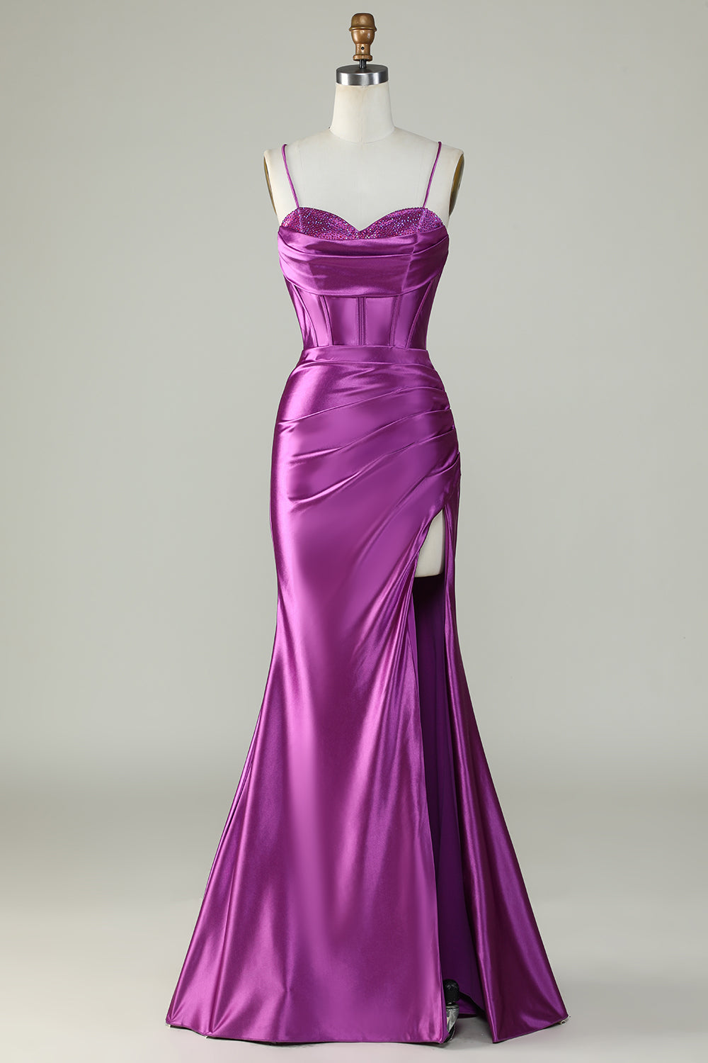 Wedtrend Women Dark Purple Long Prom Dress Spaghetti Straps Mermaid Formal Dress With Slit WEDTREND Wedtrend Women Dark Purple Long Prom Dress Spaghetti Straps Mermaid Formal Dress With Slit WEDTREND