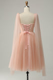 Blush A Line Sweetheart Wedding Party Mini Dress with Open Back