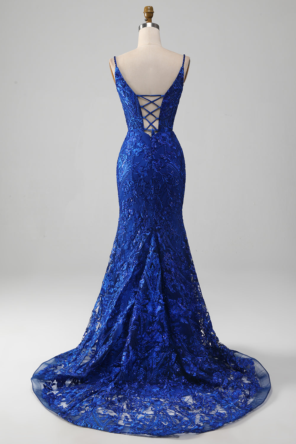 Royal Blue Mermaid Sparkly Long Prom Dress With Appliques