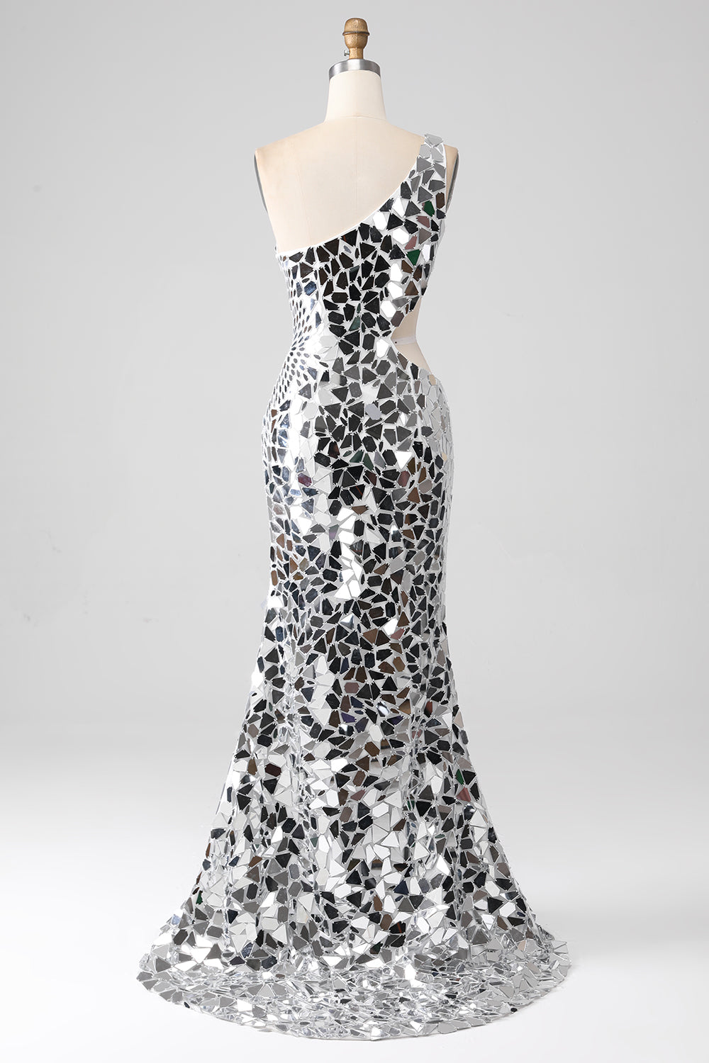 Wedtrend Women Silver Mirror Prom Dress One Shoulder Sequins Hollow-out Long Evening Party Dress WEDTREND Wedtrend Women Silver Mirror Prom Dress One Shoulder Sequins Hollow-out Long Evening Party Dress WEDTREND