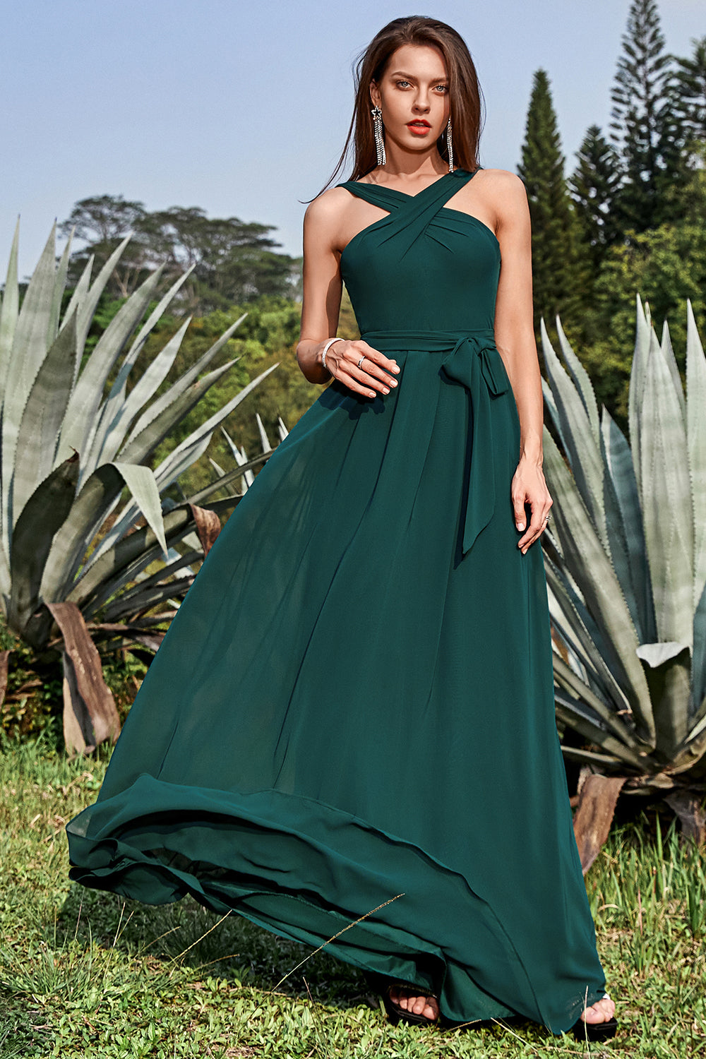 Wedtrend Women Wedding Party Dress A-Line Halter Floor-Length Pine Chiffon Bridesmaid Dress WEDTREND Wedtrend Women Wedding Party Dress A-Line Halter Floor-Length Pine Chiffon Bridesmaid Dress WEDTREND