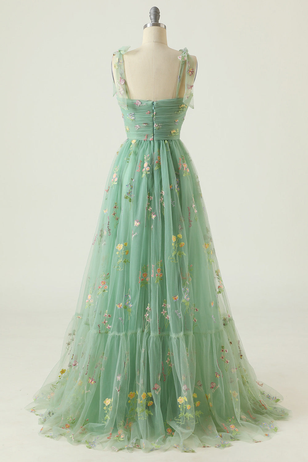 Wedtrend Women Green Prom Dress A Line Spaghetti Straps Tulle Formal Dress With Embroidery WEDTREND Wedtrend Women Green Prom Dress A Line Spaghetti Straps Tulle Formal Dress With Embroidery WEDTREND
