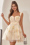 Champagne A Line Cute Sweetheart Short Homecoming Dress