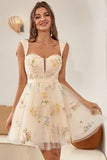 Champagne A Line Cute Sweetheart Short Homecoming Dress