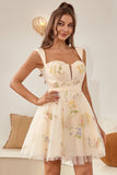 Champagne A Line Cute Sweetheart Short Homecoming Dress