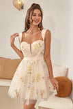 Champagne A Line Cute Sweetheart Short Homecoming Dress