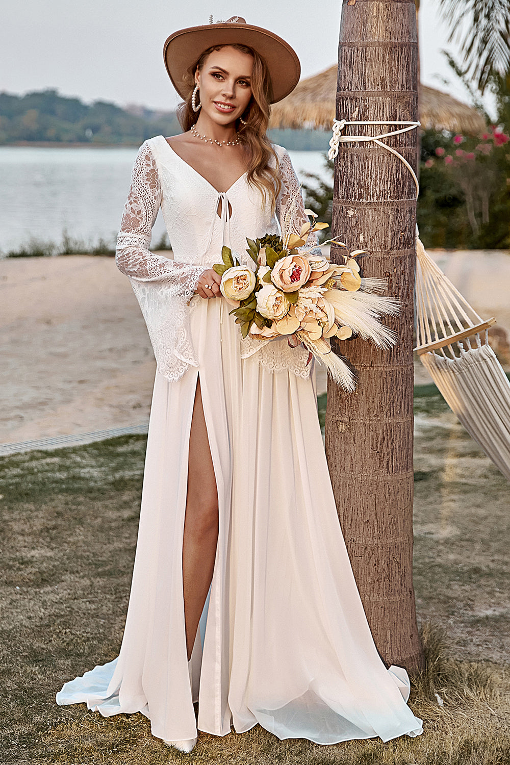 Off the shoulder Vintage Lace Wedding Dresses Mermaid Beach Bridal Dre –  SheerGirl
