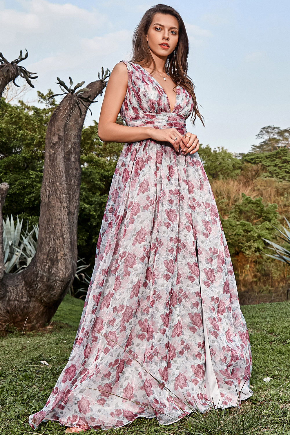 grey floral maxi dress Grey Floral Smocked Flutter Sleeve Midi Dress
