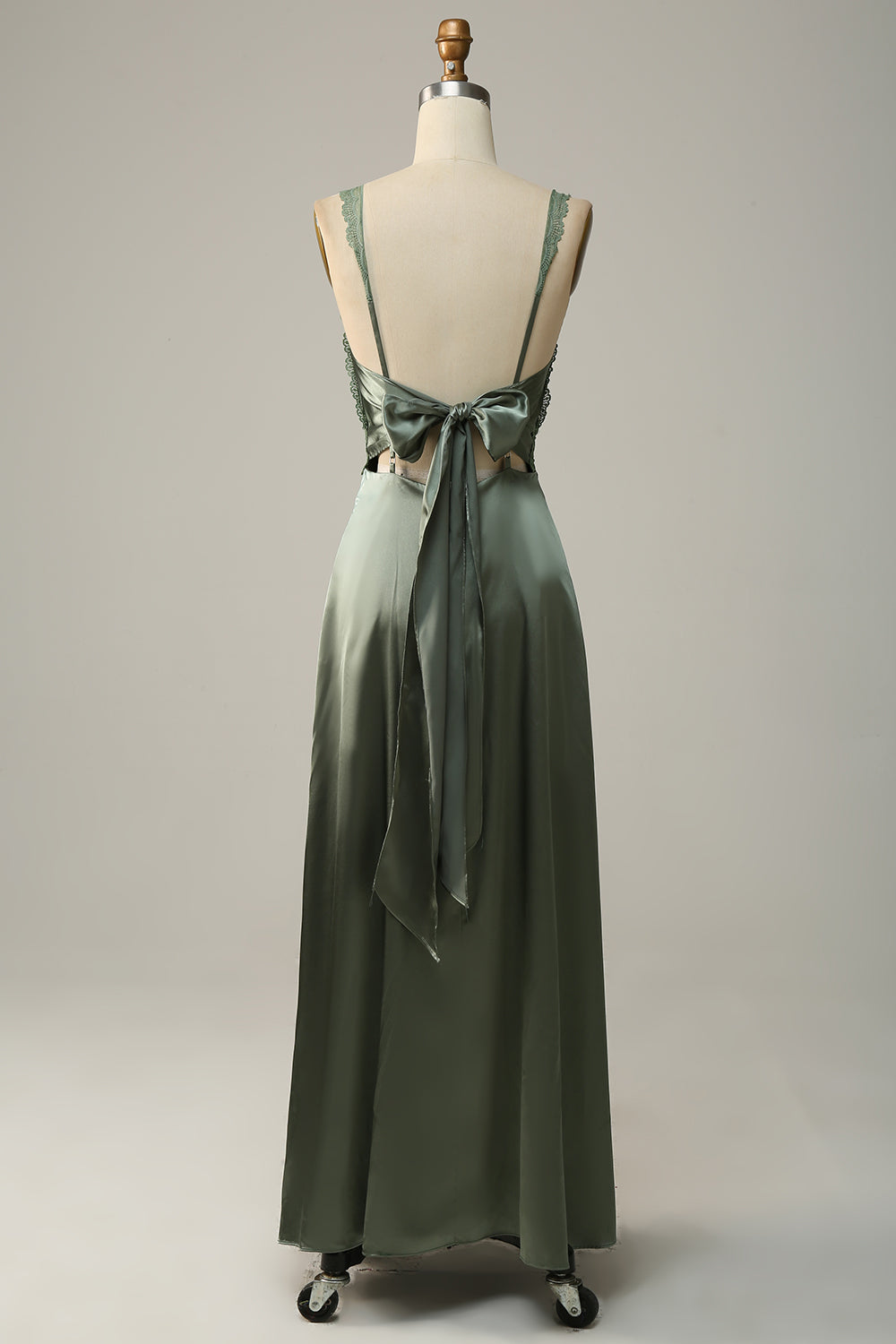 Wedtrend Women Satin Bridesmaid Dress Dusty Green Sheath Spaghetti Straps Tied Back Formal Dress WEDTREND Wedtrend Women Satin Bridesmaid Dress Dusty Green Sheath Spaghetti Straps Tied Back Formal Dress WEDTREND