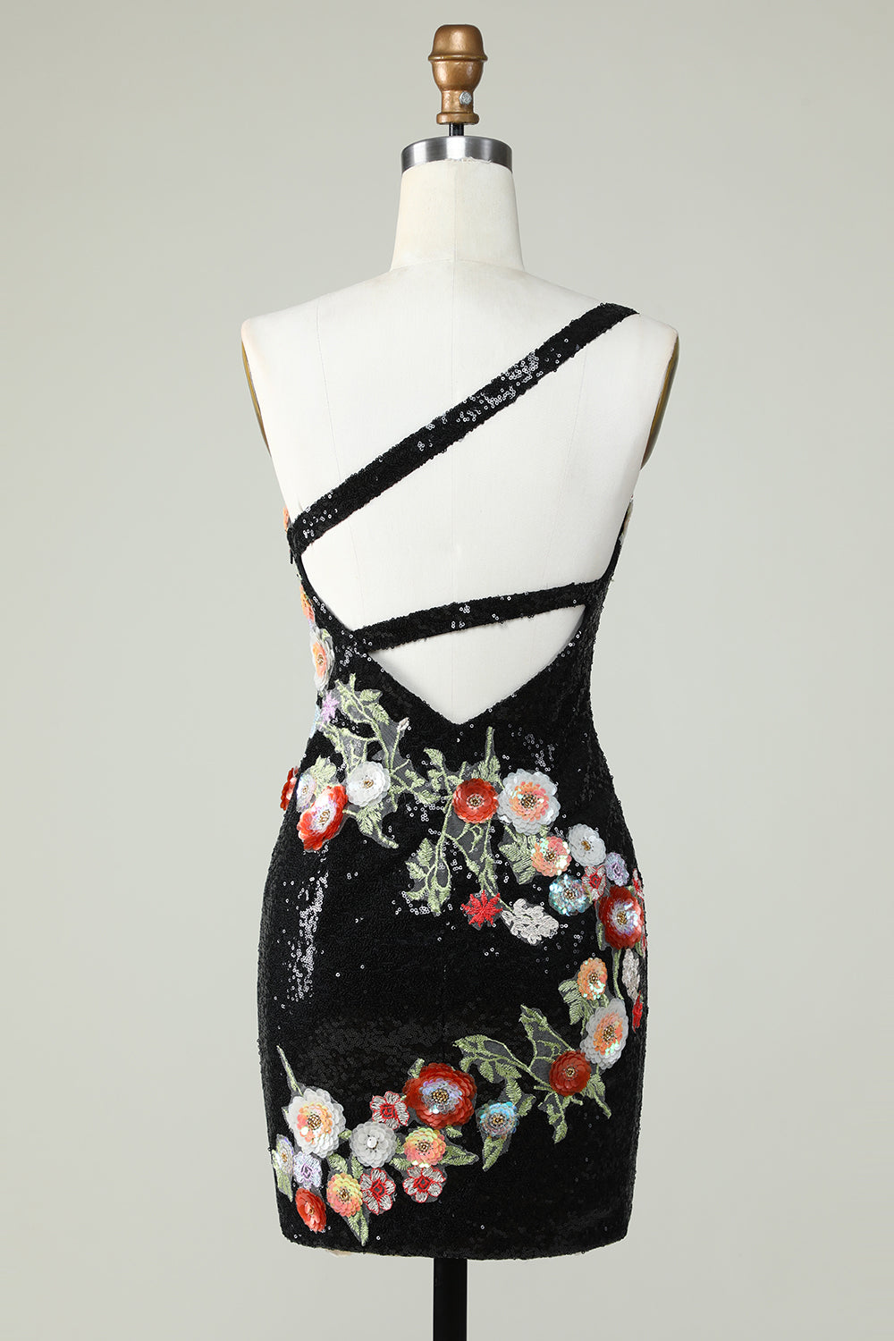 Wedtrend Women Bodycon Homecoming Dress with 3d Flowers One Shoulder Black Sequin Beading Cocktail Party Dress WEDTREND Wedtrend Women Bodycon Homecoming Dress with 3d Flowers One Shoulder Black Sequin Beading Cocktail Party Dress WEDTREND