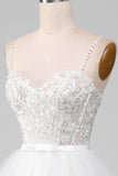 White A-Line Sparkly Sequins Long Corset Prom Dress With Slit