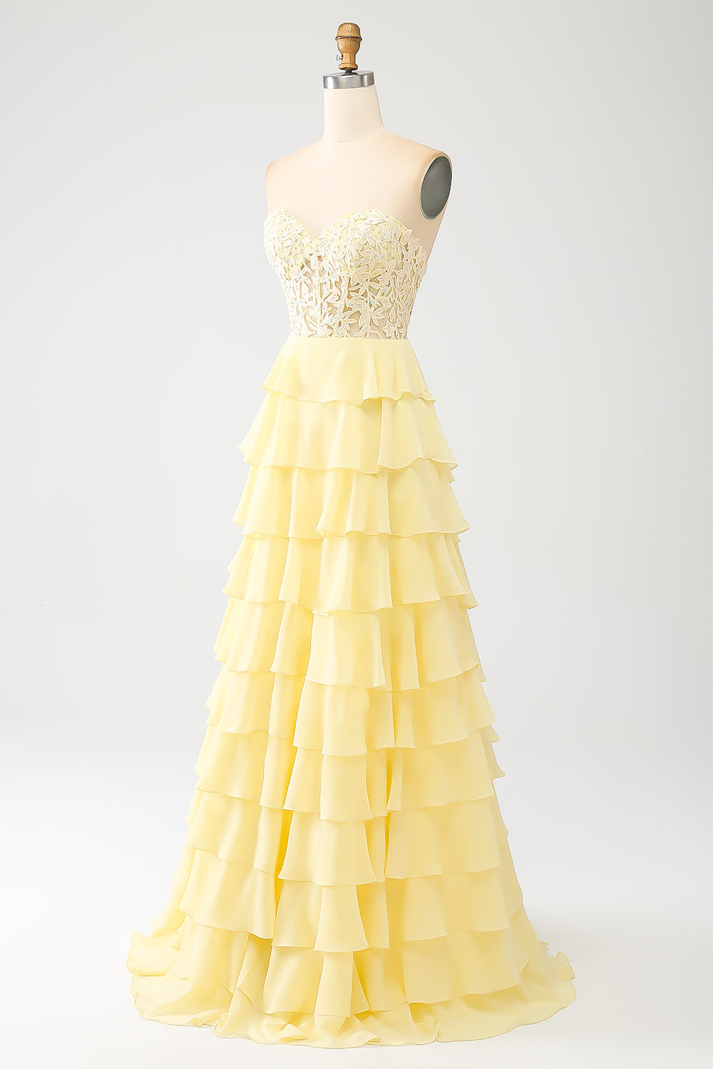 Wedtrend Women Yellow Prom Dress A-Line Sweetheart Tiered Corset Long Evening Party Dress WEDTREND Wedtrend Women Yellow Prom Dress A-Line Sweetheart Tiered Corset Long Evening Party Dress WEDTREND