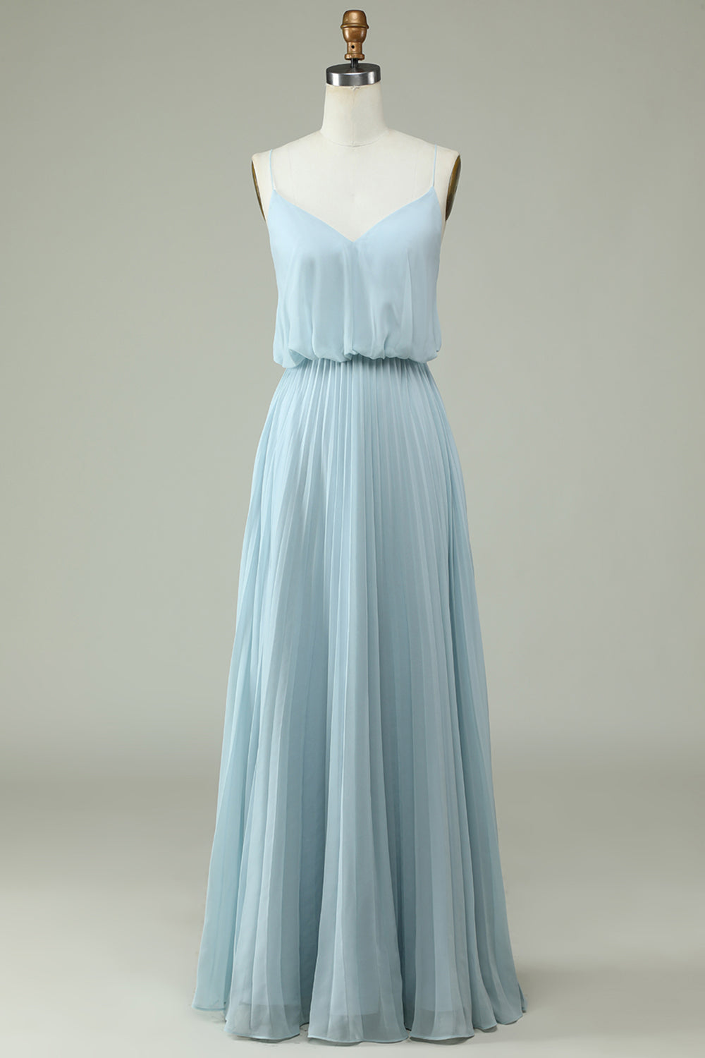 Wedtrend Women Sky Blue Long Bridesmaid Dress Chiffon A-Line Spaghetti Straps Wedding Party Dress – WEDTREND