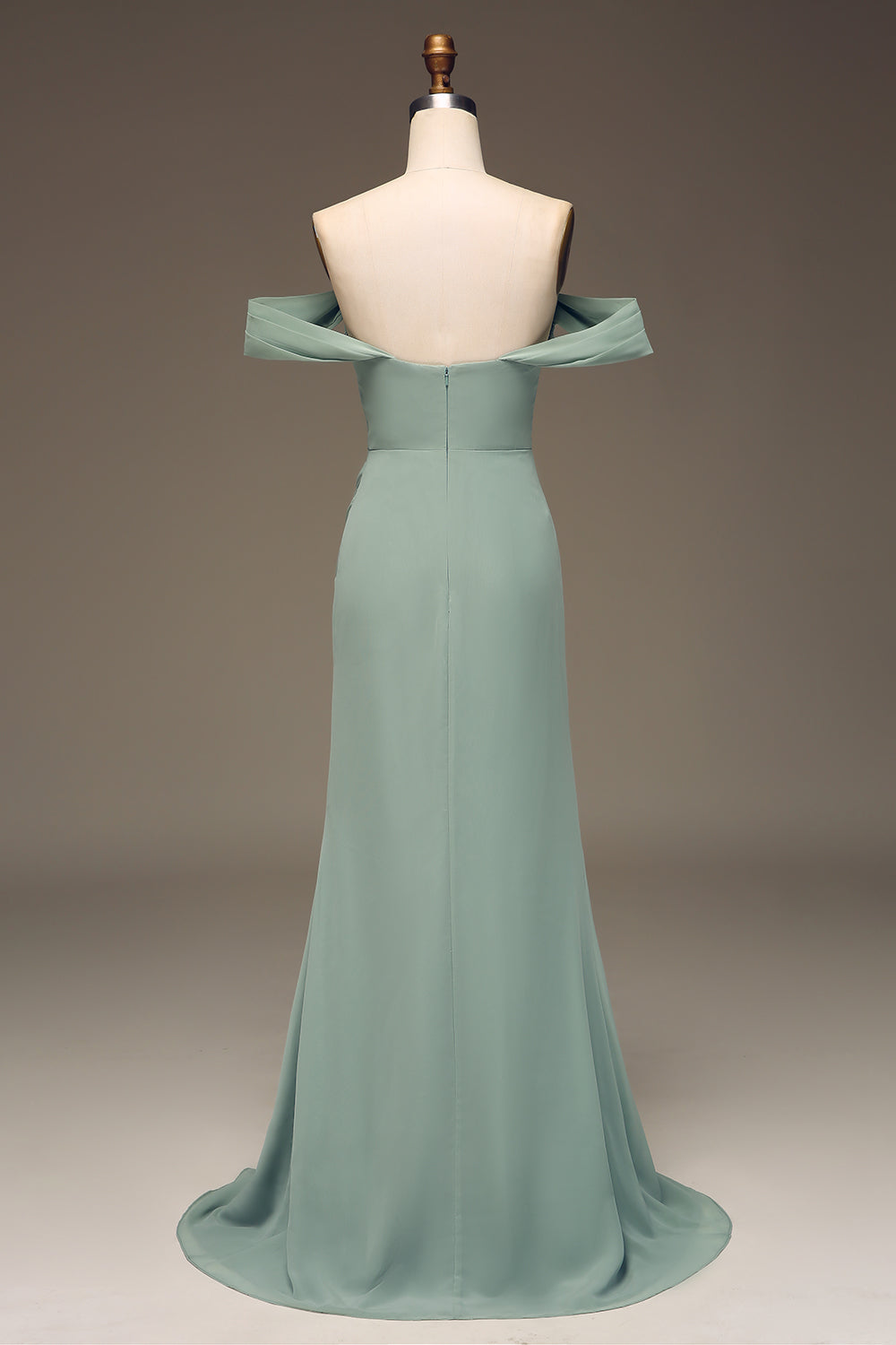 Wedtrend Women Dusty Sage Sheath Off the Shoulder Pleated Long Chiffon Bridesmaid Dress With Slit WEDTREND Wedtrend Women Dusty Sage Sheath Off the Shoulder Pleated Long Chiffon Bridesmaid Dress With Slit WEDTREND