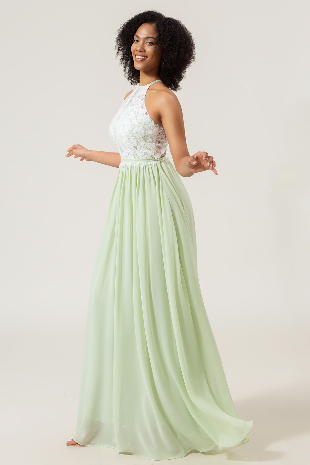Wedtrend Woemn Bridesmaid Dress A-Line Halter Neck Dusty Sage Lace and Chiffon Long Wedding Guest Dress, Dusty Sage / US12 Wedtrend Woemn Bridesmaid Dress A-Line Halter Neck Dusty Sage Lace and Chiffon Long Wedding Guest Dress, Dusty Sage / US12