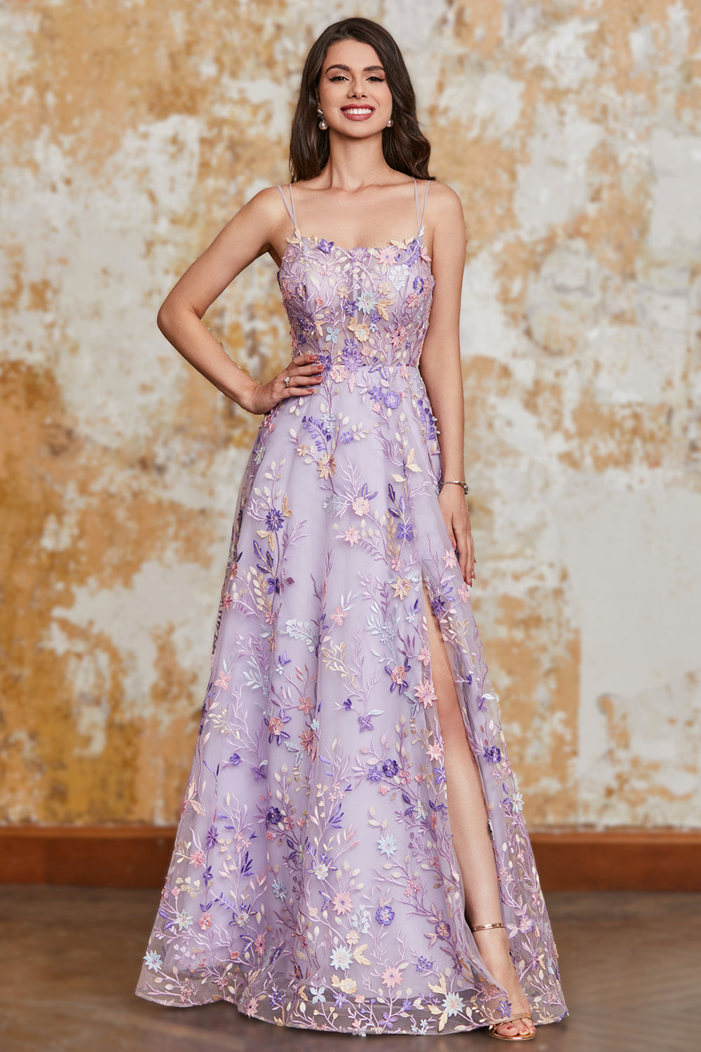Wedtrend Women Mauve A-Line Spaghetti Straps Long Prom Dress with Appliques WEDTREND Wedtrend Women Mauve A-Line Spaghetti Straps Long Prom Dress with Appliques WEDTREND