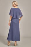 Stormy Sheath Scoop Tea-Length Chiffon Mother of the Bride Dress