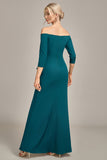 Mermaid Dark Green Off The Shoulder Cascading Ruffled Mother Of The Bride Dress