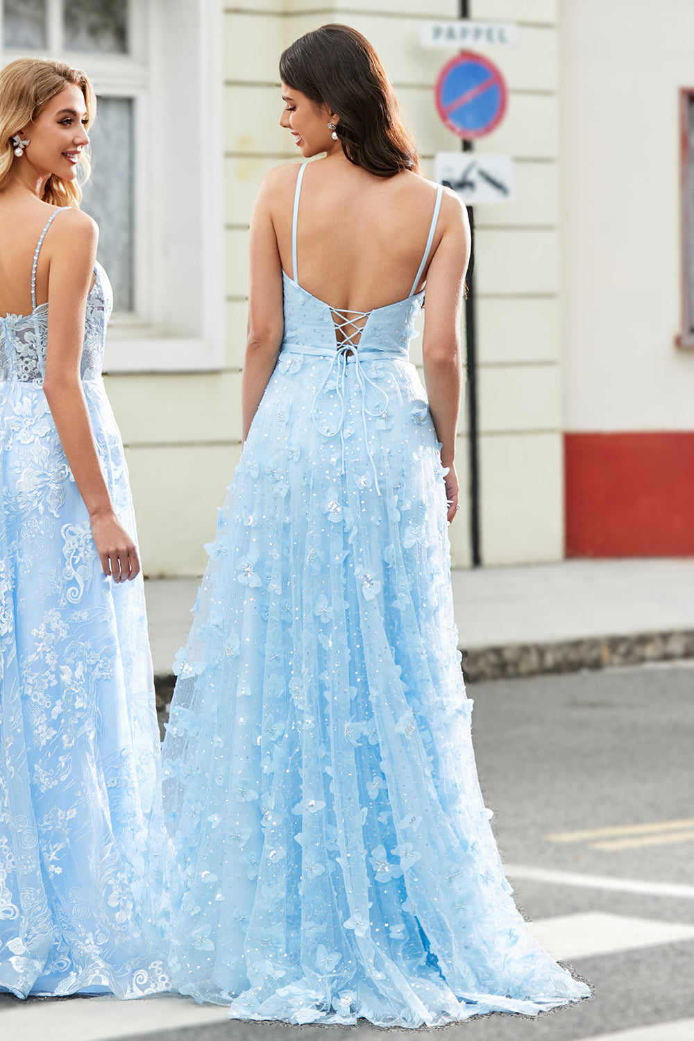 Wedtrend Women Sky Blue Prom Dress A Line Spaghetti Straps Sparkly Beaded Evening Dress with 3D Butterflies WEDTREND Wedtrend Women Sky Blue Prom Dress A Line Spaghetti Straps Sparkly Beaded Evening Dress with 3D Butterflies WEDTREND