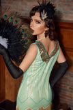 Green Sequins Short Gatsby Party Dress