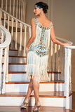 Blue Apricot Gatsby Party Dress with Sequins and Fringes