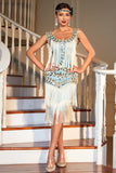 Blue Apricot Gatsby Party Dress with Sequins and Fringes