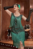 Blue Apricot Gatsby Party Dress with Sequins and Fringes