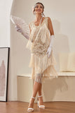 Plus Size Champagne Sequin Party Dress with Sequins and Fringes