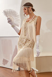 Blue Apricot Gatsby Party Dress with Sequins and Fringes