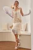 Blue Apricot Gatsby Party Dress with Sequins and Fringes