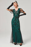 Black Mermaid Sequins Long Holiday Party Dress