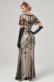 Ivory Mermaid Sequins Long Flapper Formal Dress