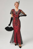 Red Mermaid Sequins Long Flapper Formal Dress