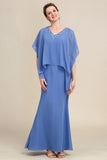 Sheath/Column Sparkly Beaded Batwing Sleeves Mother of the Bride Dress