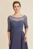 Sparkly Grey Blue Beaded Mother of the Bride Dress