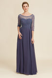 Sparkly Grey Blue Beaded Mother of the Bride Dress