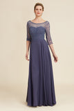 Sparkly Grey Blue Beaded Mother of the Bride Dress