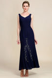 Navy Mermaid Two Piece Sparkly Beaded Mother of the Bride Dress